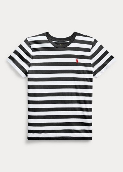 Playeras Polo Ralph Lauren Mujer Blancos / Negros - Striped Cotton Jersey - CZPXI9583